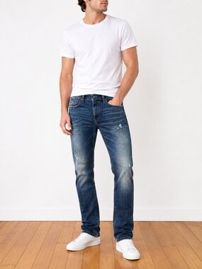 Diesel Sleenker-X Men’s 31x32 Skinny Distressed Jeans Blue Black Patch